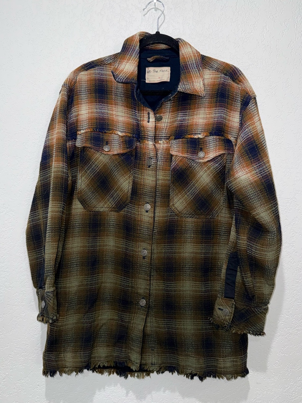 Free People Anneli Plaid Shirt Jacket in Tobacco Combo